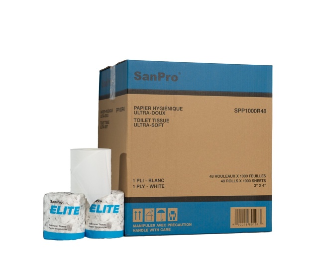 SanPro® ELITE 1 Ply Toilet Tissue Cs/48rls x 1000 Sheets.